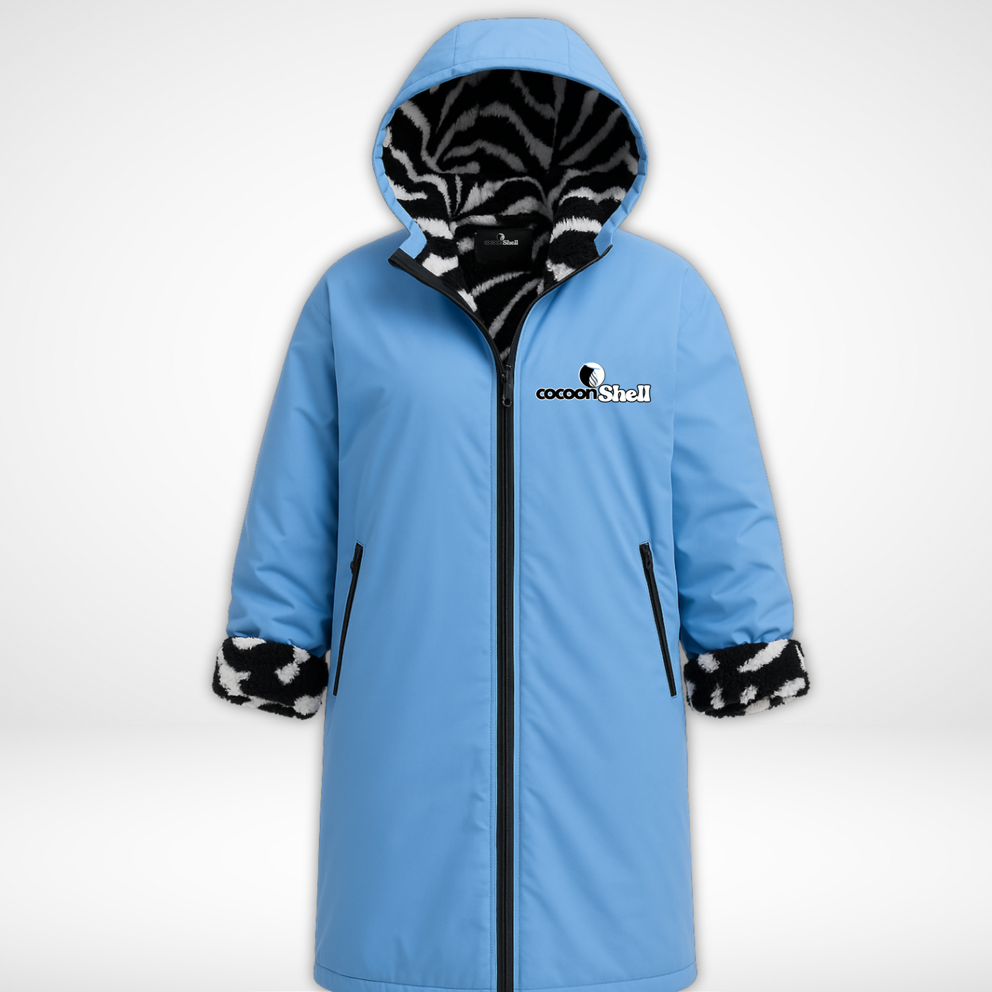 Light blue waterproof coat