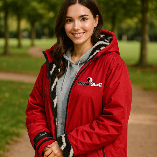 Red waterproof coat oversized