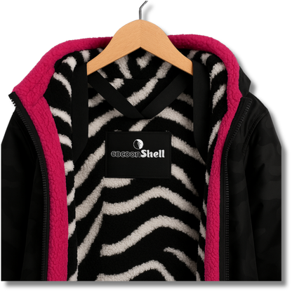 cocoonShell Apex – Black/ Camo | Pink Trim | Zebra Plush Lining