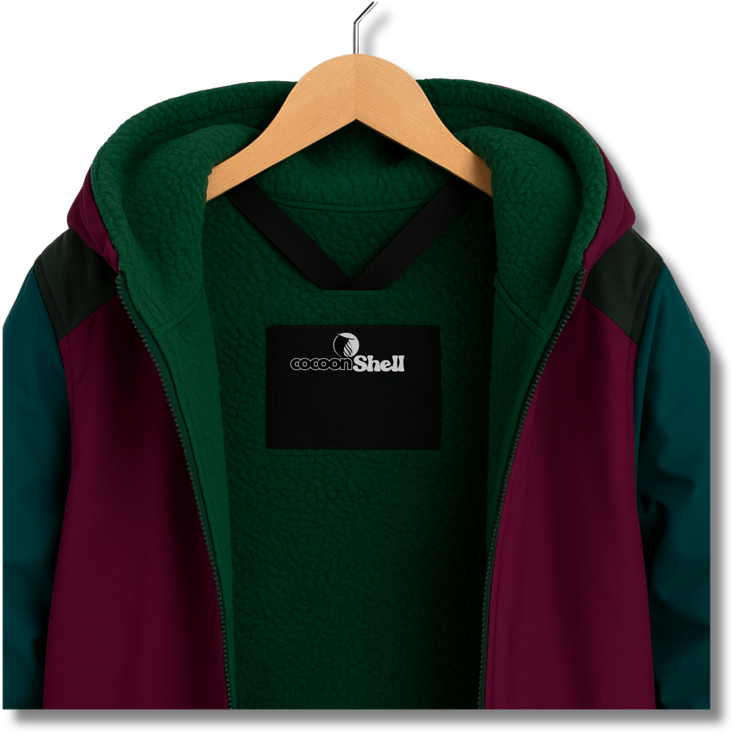 Multicolour Red waterproof coat  Green Fleece lining 