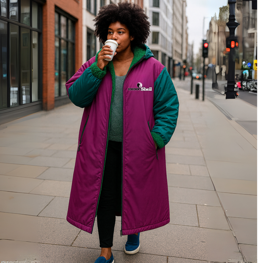 Multicolour Red waterproof coat  oversized  