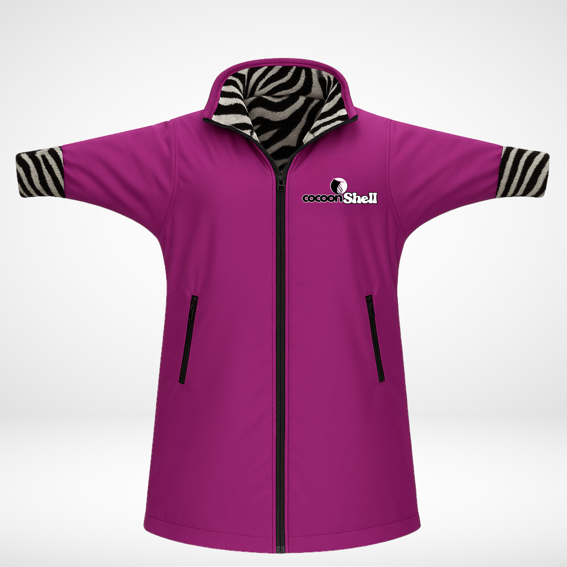 Purple waterproof coat Fleece fur Zebra lining 