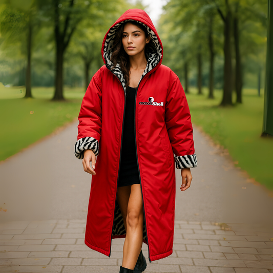 Red waterproof coat Fleece fur lining 